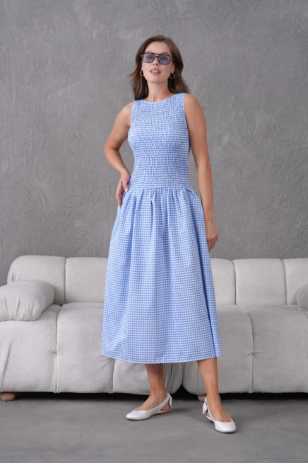 Gipeli Maxi Boy Pötikareli Yazlık Dokuma Elbise