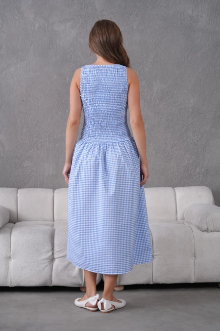 Gipeli Maxi Boy Pötikareli Yazlık Dokuma Elbise