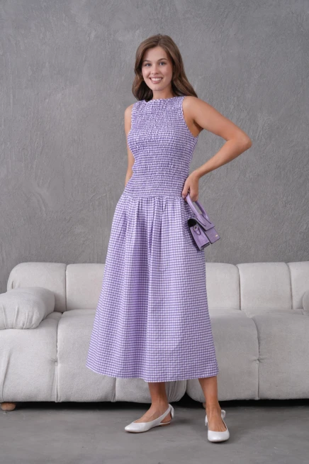 Gipeli Maxi Boy Pötikareli Yazlık Dokuma Elbise