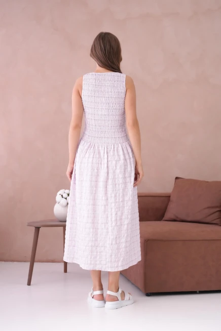 Kolsuz Uzun Ekose Dokuma Elbise