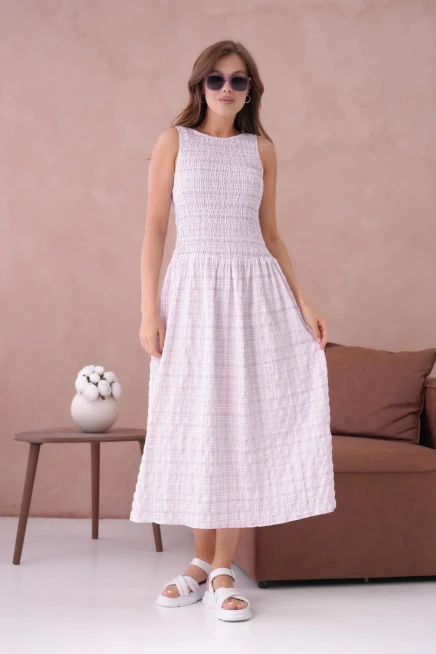 Kolsuz Uzun Ekose Dokuma Elbise