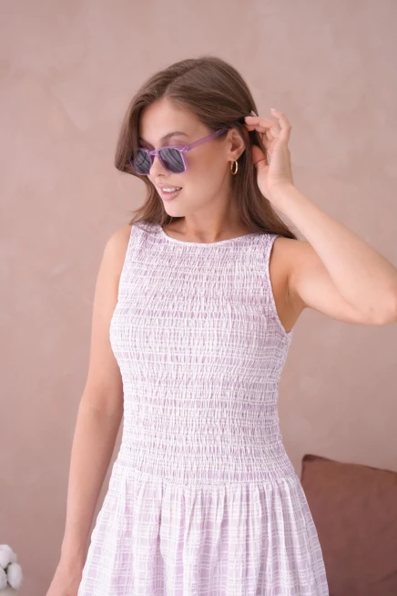 Kolsuz Uzun Ekose Dokuma Elbise