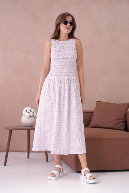 Kolsuz Uzun Ekose Dokuma Elbise