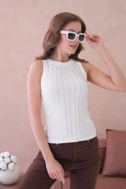 Önü Taş İşlemeli Slim Fit Basic Atlet