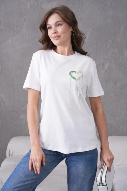 Taş Naksesuar Detaylı Basic T-Shirt