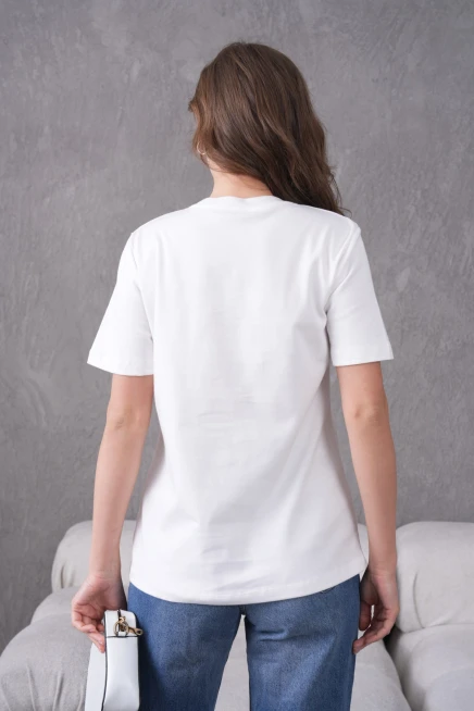 Taş Naksesuar Detaylı Basic T-Shirt
