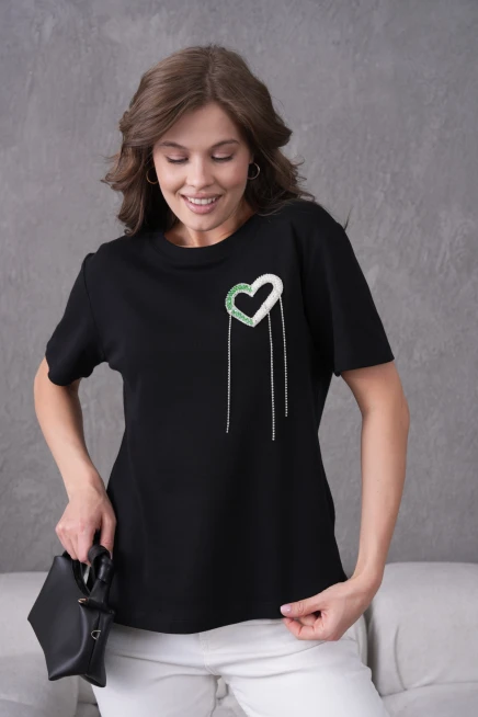 Taş Naksesuar Detaylı Basic T-Shirt