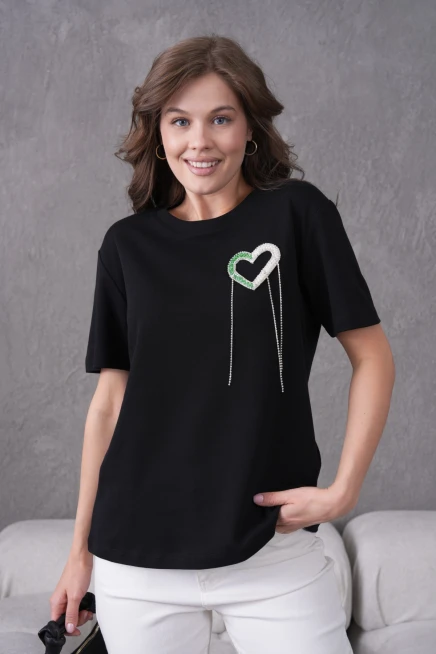 Taş Naksesuar Detaylı Basic T-Shirt