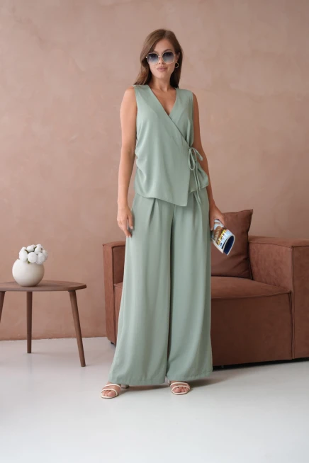 Bluz Pantolon İkili Keten Takım