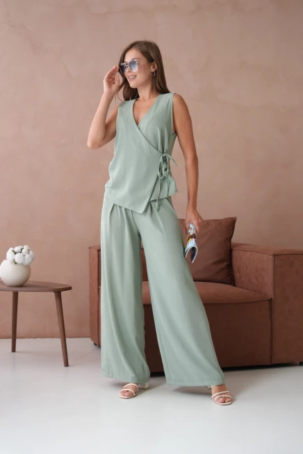 Bluz Pantolon İkili Keten Takım