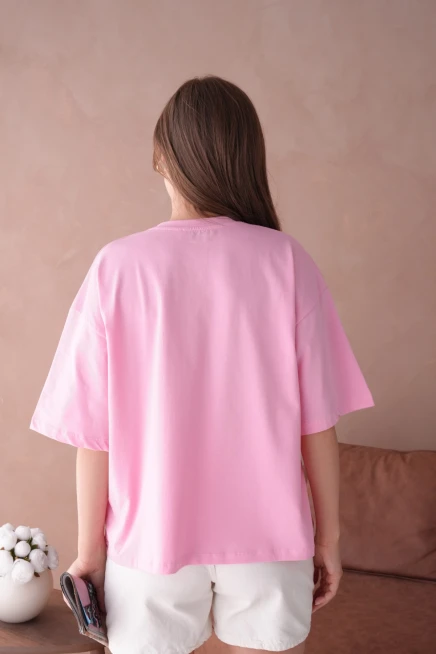 Pembe Kısa Kol Basic T-Shirt