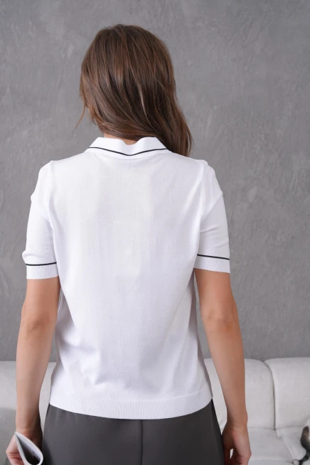 Polo Yaka Düğme Detay Polo Trko Kazak