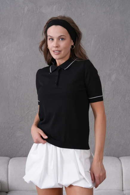 Polo Yaka Düğme Detay Polo Trko Kazak