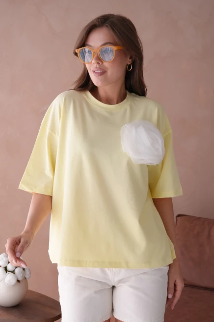 Sarı Kısa Kol Basic T-Shirt