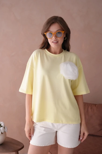 Sarı Kısa Kol Basic T-Shirt