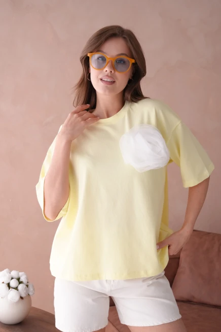 Sarı Kısa Kol Basic T-Shirt