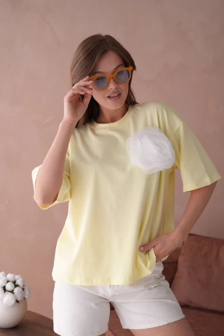 Sarı Kısa Kol Basic T-Shirt