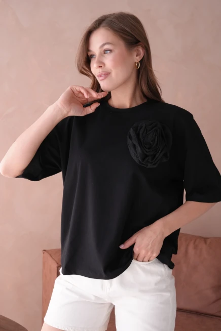 Siyah Kısa Kol Basic T-Shirt