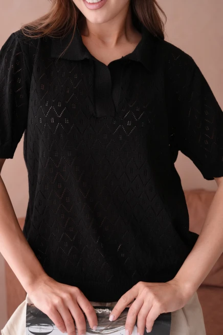 Kısa Kol Salaş Yazlık Polo Yaka Triko T-Shirt