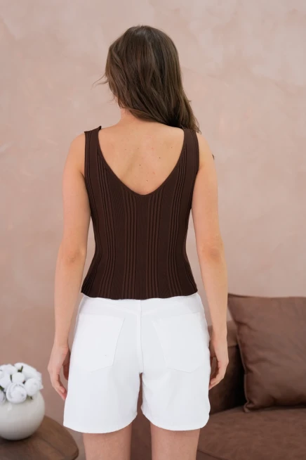 Kolsuz Taş Aksesuar Detaylı Slim Fit Triko Bluz