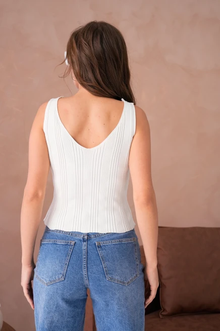 Kolsuz Taş Aksesuar Detaylı Slim Fit Triko Bluz