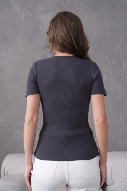 V Yaka Likralı Slim Fit Basic T-Shirt