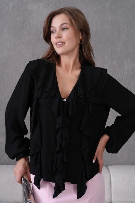 Uzun Kol Kırinkıl Yazlık Dokuma Bluz