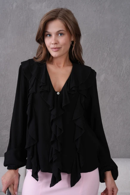 Uzun Kol Kırinkıl Yazlık Dokuma Bluz