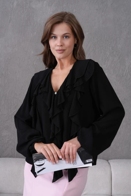 Uzun Kol Kırinkıl Yazlık Dokuma Bluz