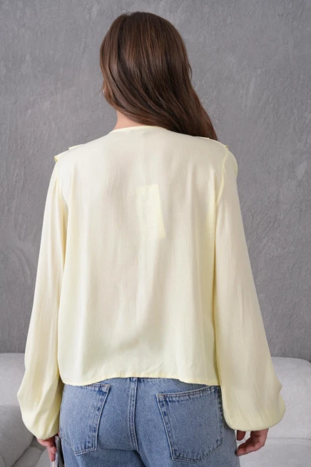 Uzun Kol Kırinkıl Yazlık Dokuma Bluz
