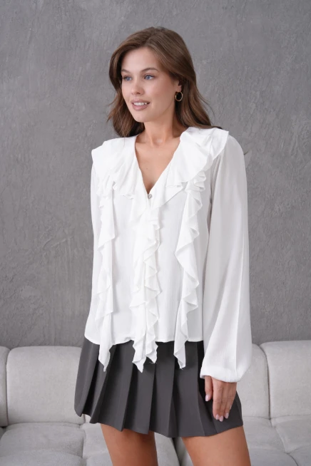 Uzun Kol Kırinkıl Yazlık Dokuma Bluz