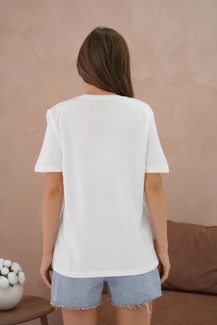 Nakış İşlemeli Kısa Kol Basic T-Shirt