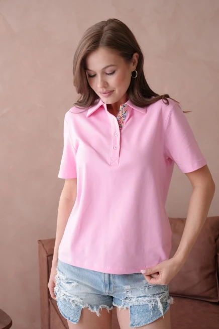 Polo Yaka Kısa Kol Düğmeli Basic T-Shirt