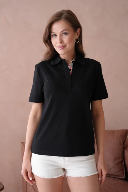 Polo Yaka Kısa Kol Düğmeli Basic T-Shirt