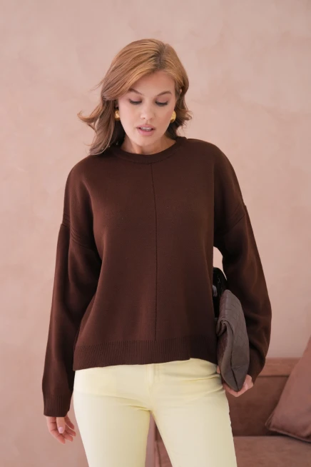 Kadı Bisiklet Yak Ajurlu Oversize Triko Kazak