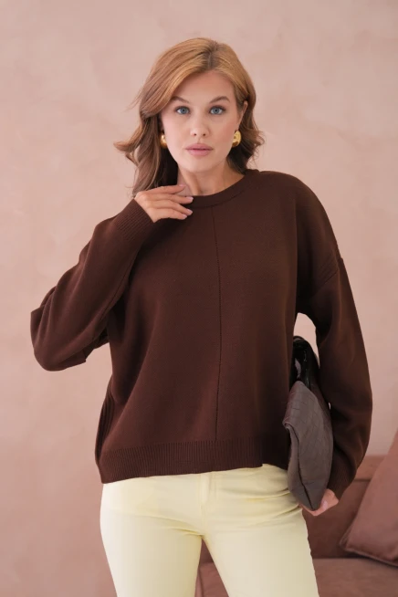 Kadı Bisiklet Yak Ajurlu Oversize Triko Kazak