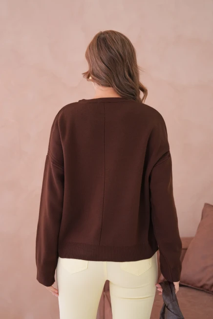 Kadı Bisiklet Yak Ajurlu Oversize Triko Kazak