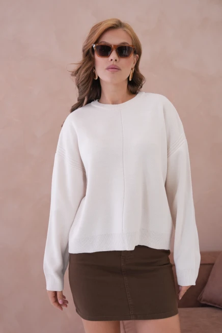 Kadı Bisiklet Yak Ajurlu Oversize Triko Kazak