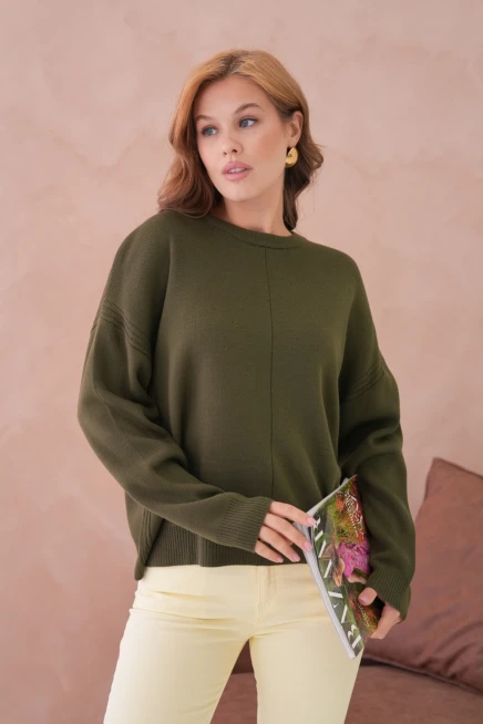 Kadı Bisiklet Yak Ajurlu Oversize Triko Kazak