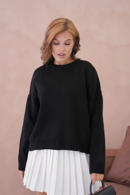 Kadı Bisiklet Yak Ajurlu Oversize Triko Kazak