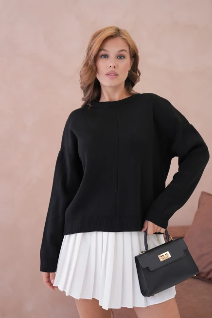 Kadı Bisiklet Yak Ajurlu Oversize Triko Kazak