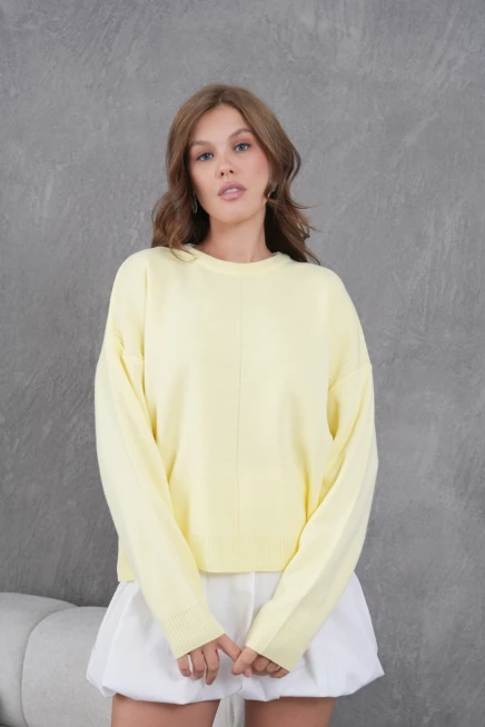 Kadı Bisiklet Yak Ajurlu Oversize Triko Kazak