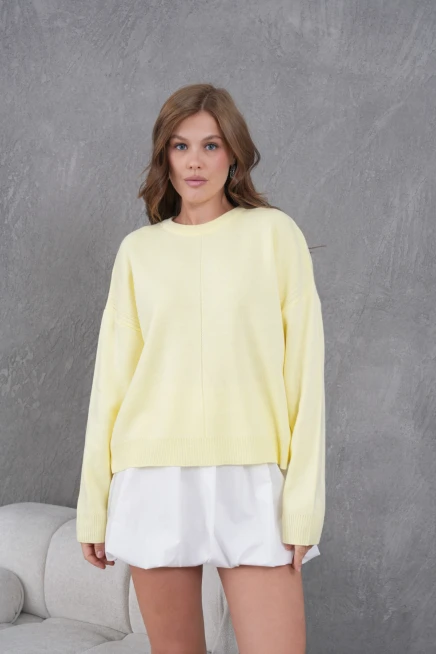 Kadı Bisiklet Yak Ajurlu Oversize Triko Kazak