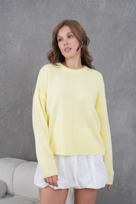 Kadı Bisiklet Yak Ajurlu Oversize Triko Kazak