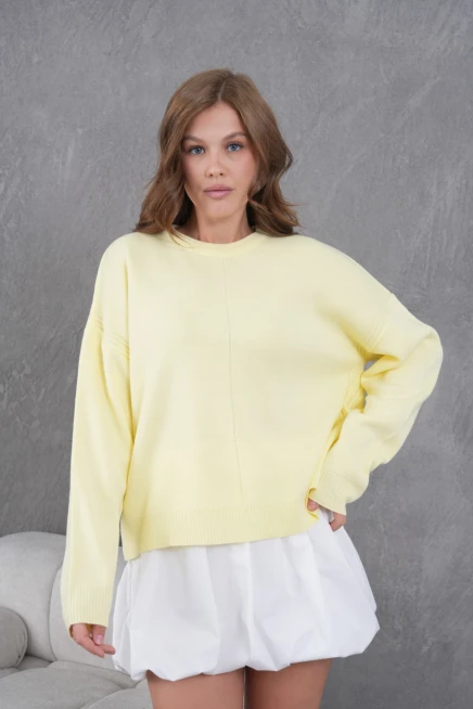 Kadı Bisiklet Yak Ajurlu Oversize Triko Kazak