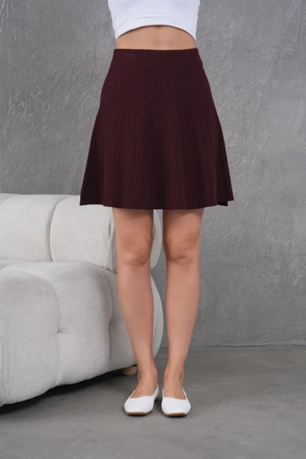 Kadın Beli Ribanalı Kısa Triko Etek