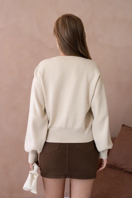 Kadın Bisiklet Yaka Düğme Detaylı Triko Hırka