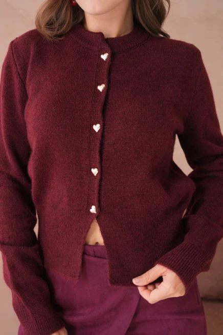 Kadın Bisiklet Yaka Düğme Detaylı Triko Hırka