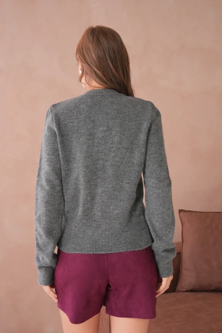 Kadın Bisiklet Yaka Düğme Detaylı Triko Hırka