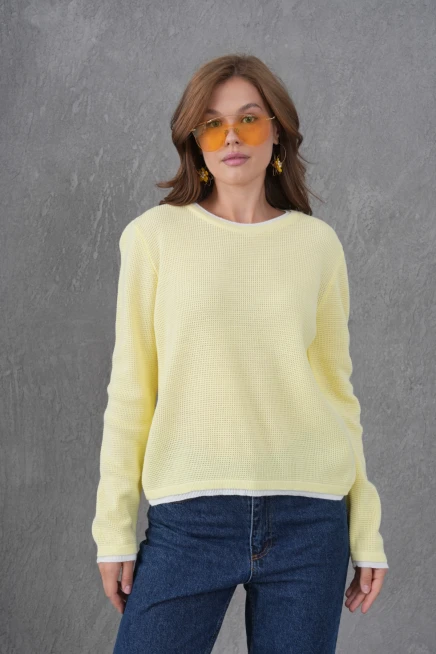 Kadın Bisiklet Yaka Garni Detay Triko Kazak